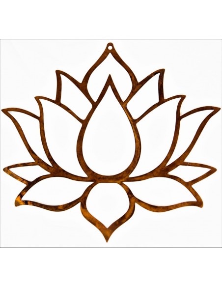Symbol Lotus-Blüte aus Rost-Metall - Blume des Lebens - Edelrost-Deko, Blumendeko, Wohndeko zum Aufhängen