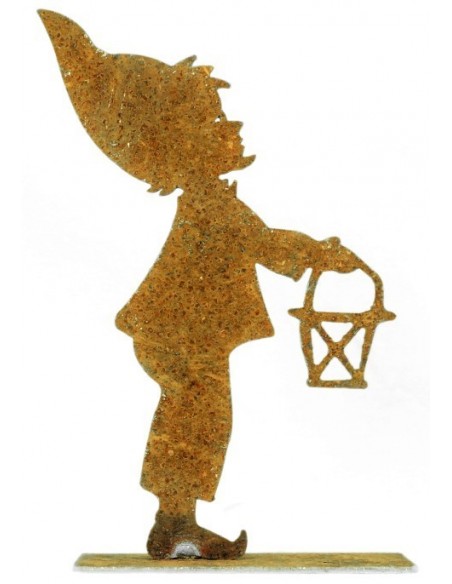 Edelrost Gartenzwerg mit Laterne, Gartenzwerg lustig, Gartendeko, Rost-Deko, Rost-Figuren, Gartenzwerg kaufen bei Metallmichl