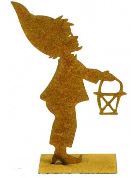 Edelrost Gartenzwerg mit Laterne, Gartenzwerg lustig, Gartendeko, Rost-Deko, Rost-Figuren, Gartenzwerg kaufen bei Metallmichl
