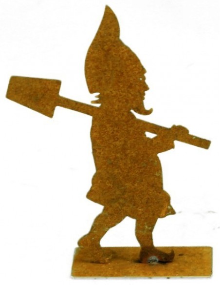 Edelrost Gartenzwerg mit Spaten, Gartenzwerg lustig, Gartendeko, Rost-Deko, Rost-Figuren, Gartenzwerg kaufen bei Metallmichl