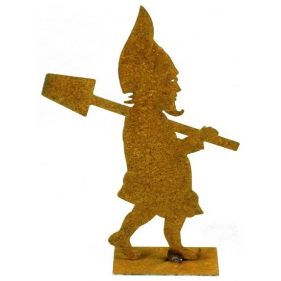 Edelrost Gartenzwerg mit Spaten, Gartenzwerg modern, Gartendeko, Rost-Deko, Rost-Figuren, Gartenzwerg kaufen bei Metallmichl