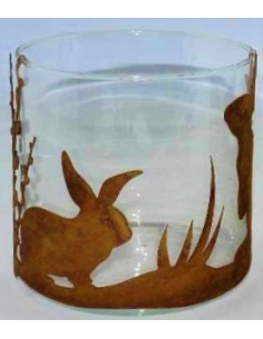 Osterhasen Windlicht Glas, Metall mit Glas - Osterdeko, Frühlingsdeko, Tischdeko, Fensterbankdeko