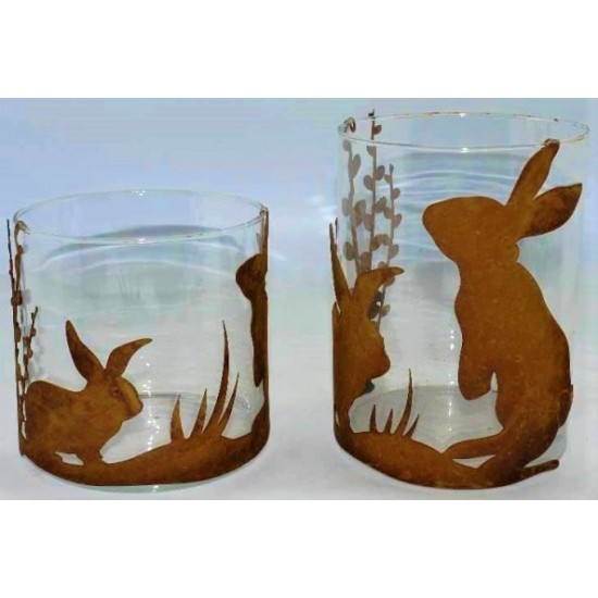 Ostern Windlichter Metall mit Glas - Osterdeko, Frühlingsdeko, Tischdeko, Fensterbankdeko