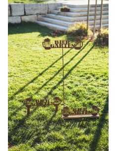 Biergarten Schild aus Holz und Metall mit Altholz Ständer 50cm breit 2