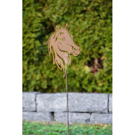 Gartenstecker Pferdekopf auf Stab