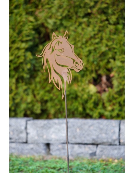 Gartenstecker Pferdekopf auf Stab