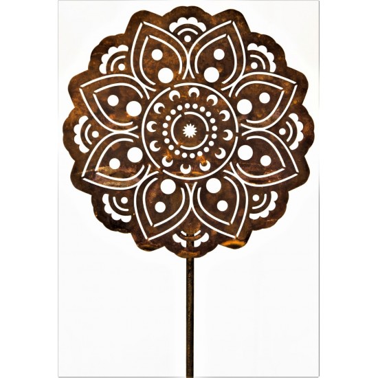 Mandala Gartenstecker aus Rost-Metall - Gartendeko Rost, Edelrost, Metall-Deko, Rost-Deko und Beetdeko 	