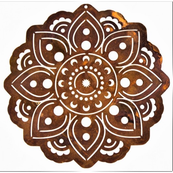 "Mandala" Anhänger aus Edelrost, Mandala Symbol zum Aufhängen, Rost-Wohn-Deko zum Aufhängen