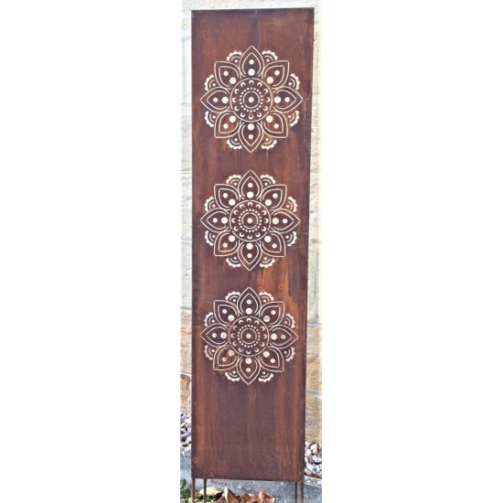 7870R Sichtschutz Mandala aus Metall mit Rostpatina - Paravent, Sichtschutzwand, Gartendeko Rost, Rost-Metall