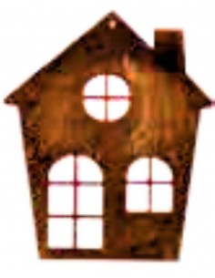 Wandbild "kleines Haus" zum Hängen aus Edelrost  2