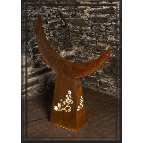 Lichtobjekt Halbmond - Deko Säule aus Metall beleuchtbar