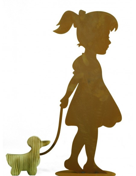 Mädchen mit Ente aus Holz 