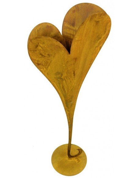 Deko Herz auf runder Standplatte - Gartendeko Rost Herz, Metall Herz, Deko Herz Metall, Rost Herz zum Bepflanzen 