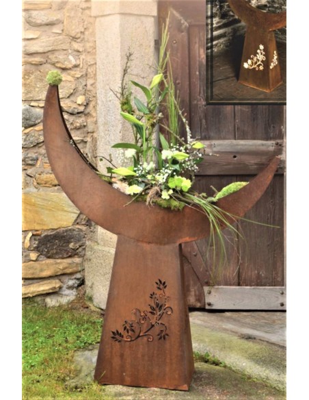 Stimmungsbild Leuchtsäule Halbmond - Säule mit Schale zum bepflanzen, Lichtobjekt, Rost-Deko Stimmungsbild Leuchtsäule Halbmond - Säule mit Schale zum bepflanzen, Lichtobjekt, Rost-Deko