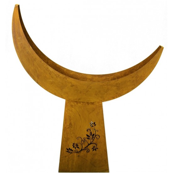 Deko Säule Metall beleuchtbar - Leuchtsäule Halbmond, Säule mit Schale Metall, Metall Säule, Gartendeko Rost