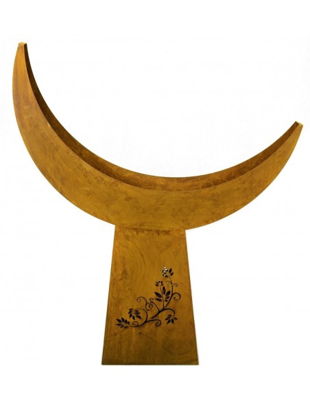 Deko Säule Metall beleuchtbar - Leuchtsäule Halbmond, Säule mit Schale Metall, Metall Säule, Gartendeko Rost Deko Säule Metall beleuchtbar - Leuchtsäule Halbmond, Säule mit Schale Metall, Metall Säule, Gartendeko Rost