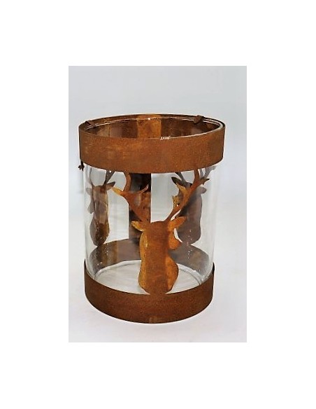 Windlicht mit 3 Hirschköpfe als Hirschdeko 