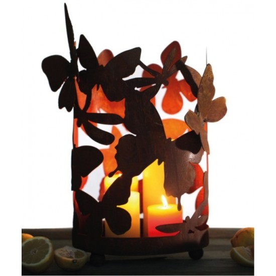 Deko Windlicht mit Schmetterlingsmotiv "groß" 