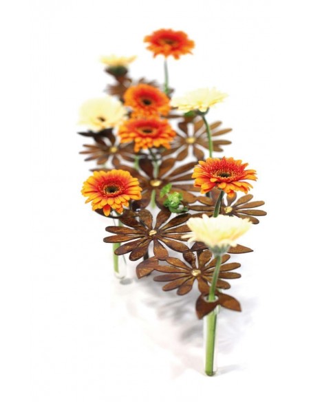 Tischdeko Ständer "Daisy" 70 cm lang inkl. 12 Reagenzgläser / mit Goldpunkten