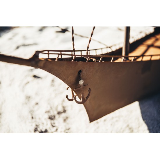 Deko Segelschiff aus Metall als Gartendeko aus Rost - hübsche maritime Dekoidee - Nachbildung Gorch Fok