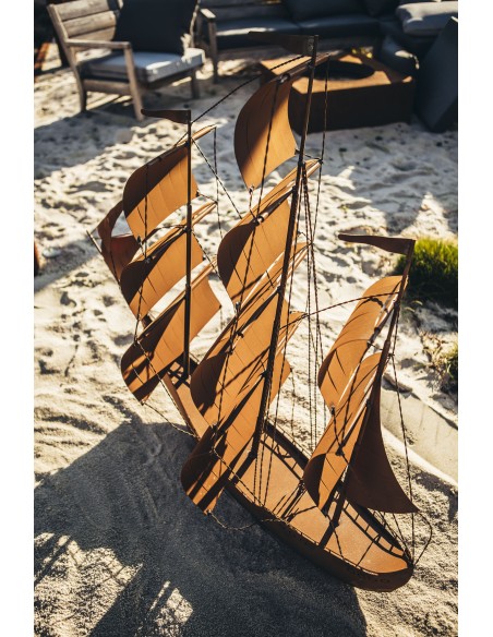 PFLANZSCHALE SCHIFF SEGELSCHIFF PFLANZTOPF ROST GARTENDEKO TEICH GARTEN METALL