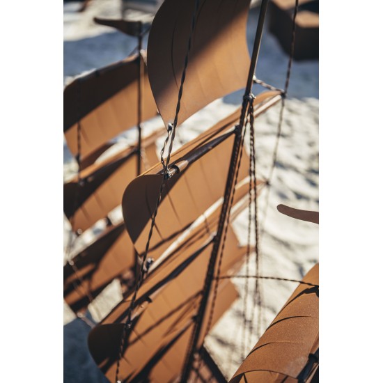 Deko Segelschiff aus Metall als Gartendeko aus Rost - hübsche maritime Dekoidee - Nachbildung Gorch Fok