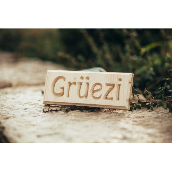 Deko Holzschild "Grüezi" zum Hängen