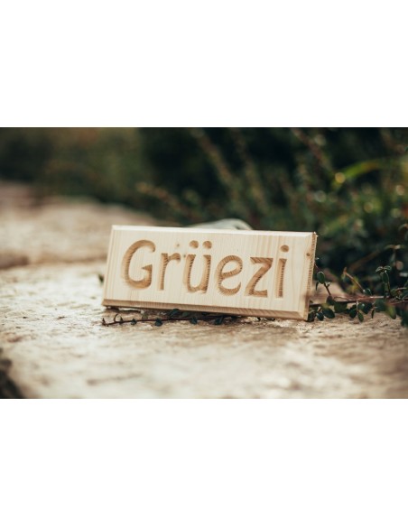 Deko Holzschild "Grüezi" zum Hängen  Deko Holzschild "Grüezi" zum Hängen