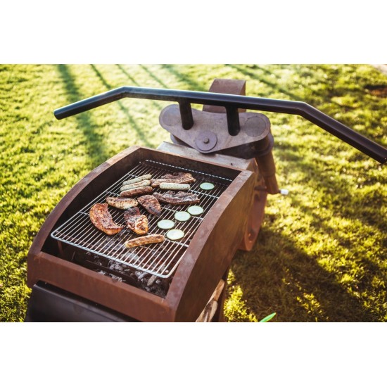 Aschewanne + Grillrost für Grillstelle "Motorrad" 