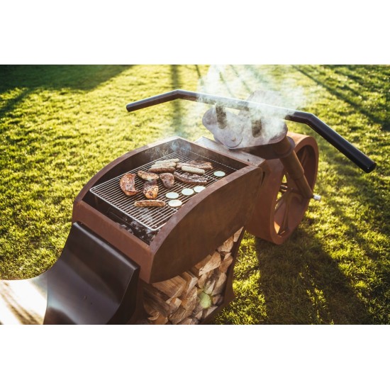 Aschewanne + Grillrost für Grillstelle "Motorrad" 