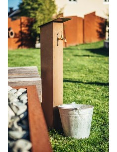 Wasserzapfsäule Metall Rost -  Höhe 105 cm - Rostsäule mit Wasserhahn - kein Edelstahl 2