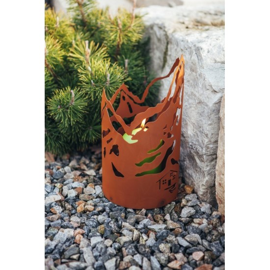 Deko Windlicht "Berge" - Windlichter für den Garten, Metalldeko, Laterne, Edelrostdeko, Rost Patina
