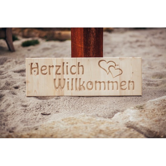 Deko Holzschild "Herzlich Willkommen" 