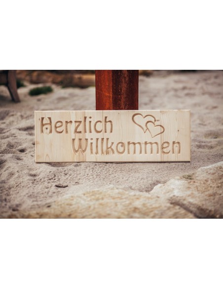 Deko Holzschild "Herzlich Willkommen"  Deko Holzschild "Herzlich Willkommen"