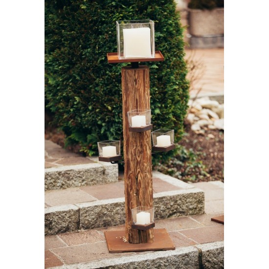 Bodenplatte eckig für Kerzenhalter Natur eckig