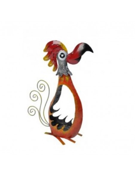 Hahn offen rot-silber Höhe 50 cm