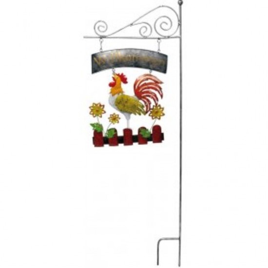 Stecker "Willkommen" Hahn doppelseitig Höhe 119 cm