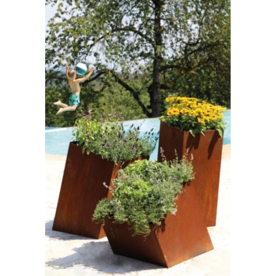 Topf "Windschief" unten geschlossen Höhe vorne 60 cm 