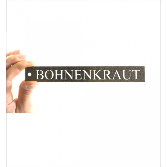 Kräuterschild Metall Bohnenkraut - Kräuterstecker rost - Kräuterschilder für Küchenkräuter und Kräutergarten