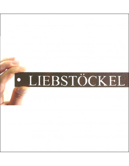 H=20 cm Edelrost "Liebstöckel" Steckschild/Kräuterschild 