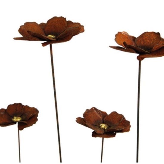 Deko Mohn mit Goldmitte Ø ca. 15 cm - Blumendeko für den Garten, Hochbeete, Erde