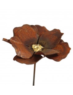 Deko Mohn mit Goldmitte Ø ca. 15 cm - Blumendeko für den Garten, Hochbeete, Erde