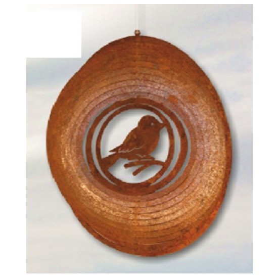 Deko zum Hängen Windspiel Spirale mit Spatz D: 18 cm Edelrost-Windspiel 

schönes Windspiel aus Edelrost mit Motiv Vogel / Spa