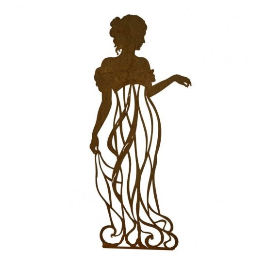 Rankhilfe Metall als Silhuette einer französischen Dame im Kleid "Signorina anmutig" mit Steckverbindung, Höhe 180 cm