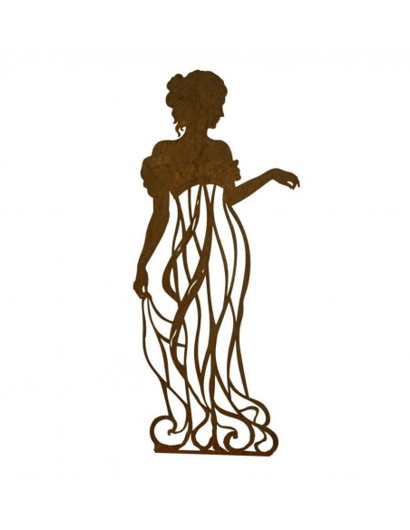 Rankhilfe Metall als Silhuette einer französischen Dame im Kleid "Signorina anmutig" mit Steckverbindung, Höhe 180 cm