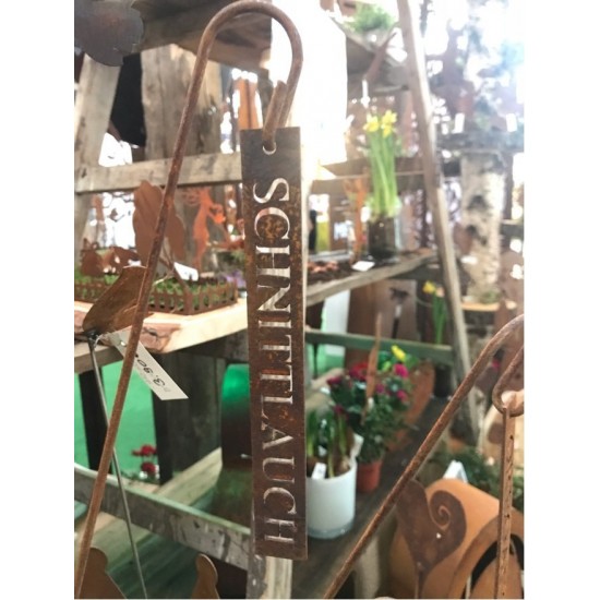 Kräuterschild "Schnittlauch" - Kräuterschilder aus Metall, Pflanzenschilder aus Edelrost