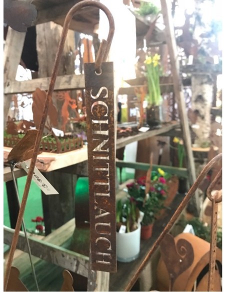 Kräuterschild "Schnittlauch" - Kräuterschilder aus Metall, Pflanzenschilder aus Edelrost