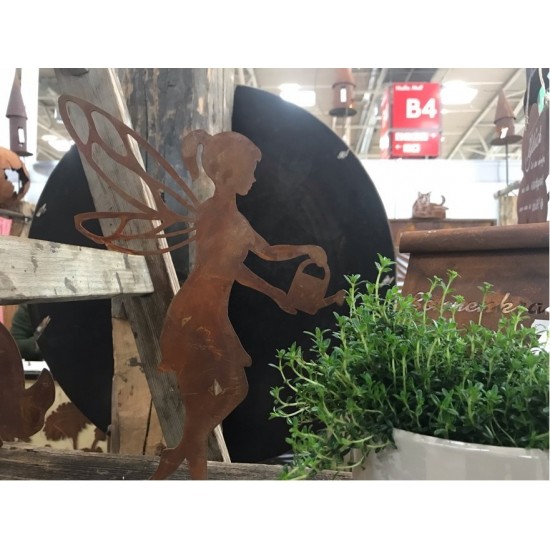helfende Fee mit Gießkanne Deko für den Feengarten Mystische Figuren für den Garten 