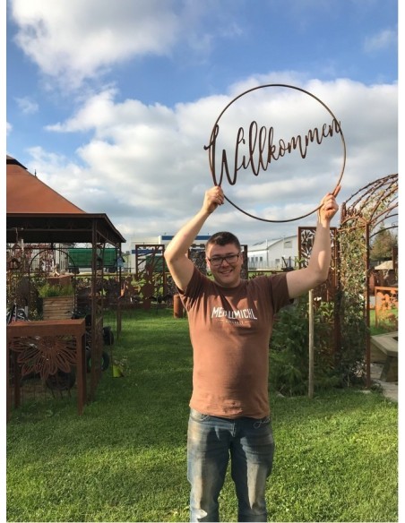 Edelrost Schriftzug Willkommen im Ring aus Metall Deko zum Hängen Wandbild Wanddeko Wohndeko  Edelrost Schriftzug Willkommen im Ring aus Metall Deko zum Hängen Wandbild Wanddeko Wohndeko