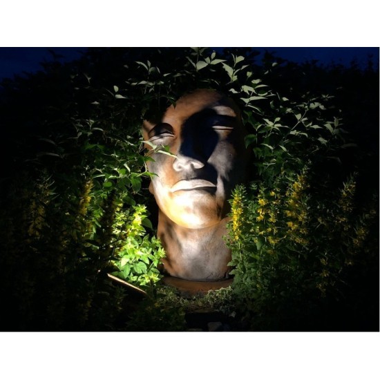 Steinguss Kunstobjekt Gesicht Mann Rosteffekt Steingesicht Deko aus Stein Gartendeko XXL